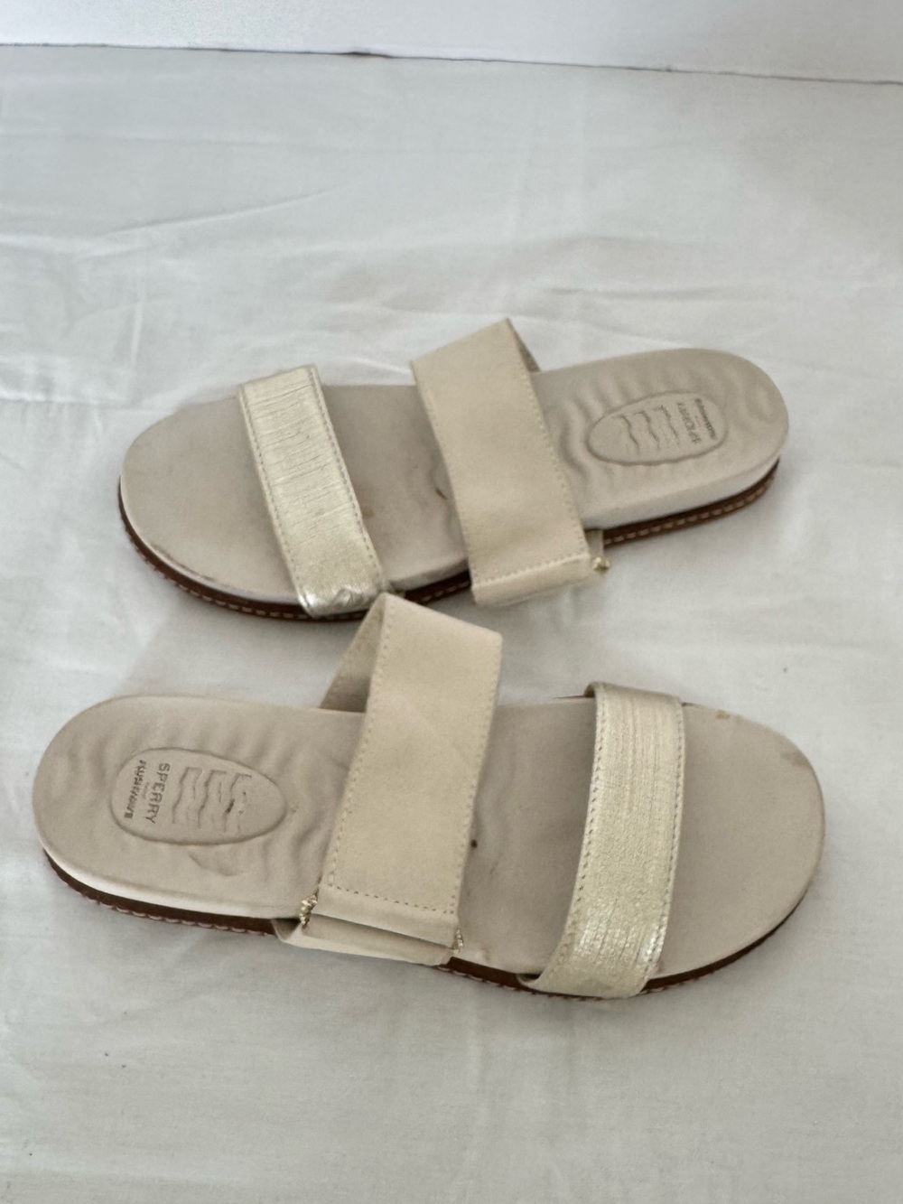 Sperry Women's Cream Dual-Strap Slide Sandals Size 7M